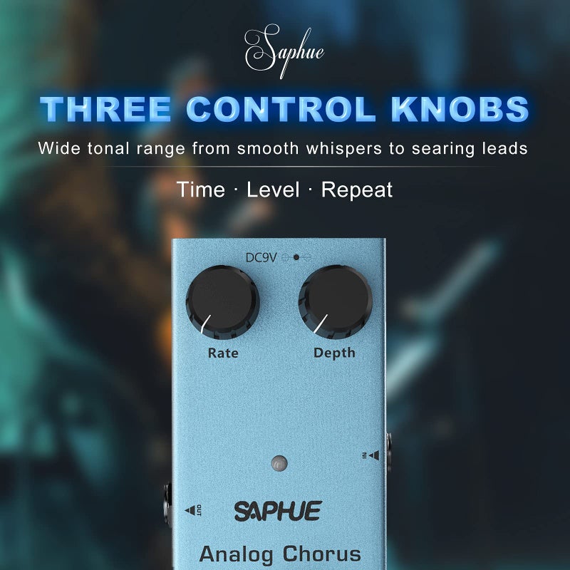 SAPHUE Analog Chorus Guitar Effects Pedal Effect Pedals Rate/Depth Knob with Steel Metal Shell Mini Single Type Dc 9V with True Bypass Switch for Multi Electric Guitar Kit - Image 2